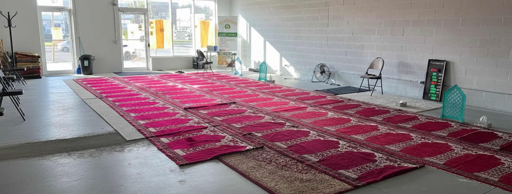 Interior prayer hall of Darul-Arqam Musalla Mississauga